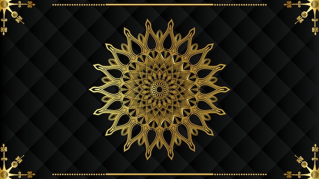 Diseño de mandala dorado de lujo moderno con fondo negro