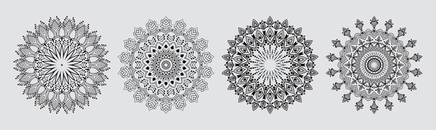 Diseño de mandala elegante estética en blanco y negro.