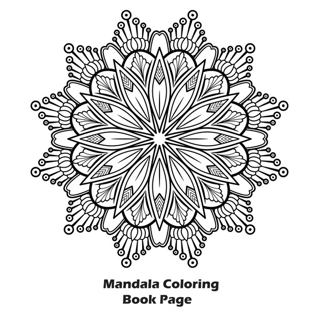Diseño de mandala elemento floral libro para colorear diseño vectorial