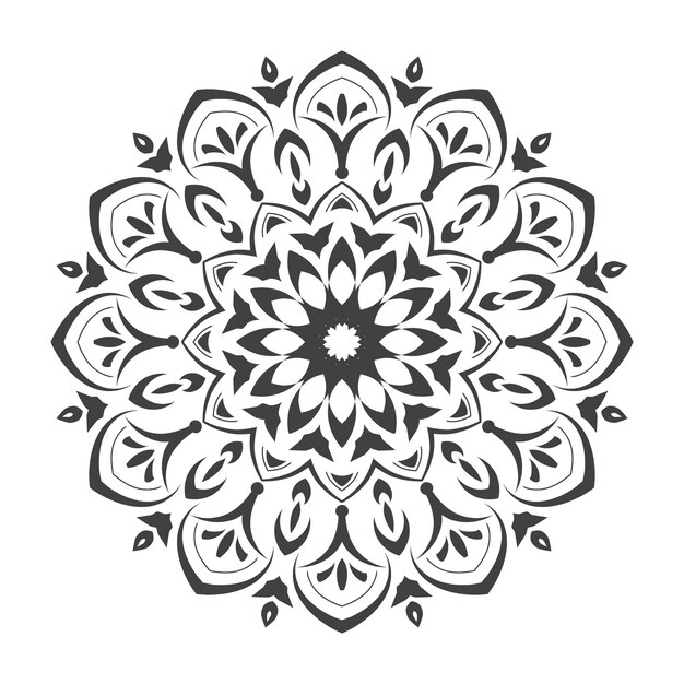 Vector diseño de mandala de elementos florales en blanco y negro en diseño gráfico de ilustración vectorial vector premium