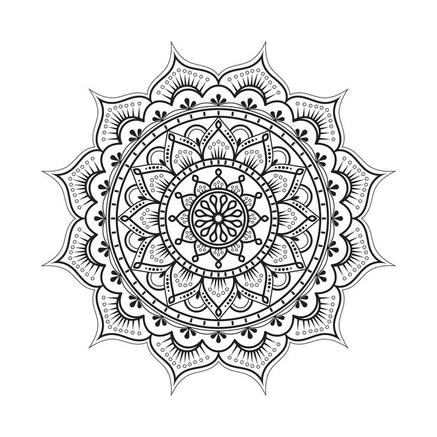 Vector diseño de mandala de elementos florales en blanco y negro en vector