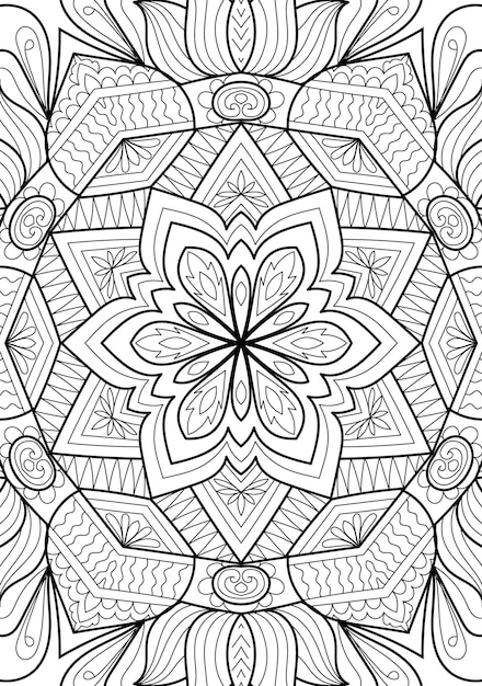 Diseño de mandala de estilo henna decorativo para colorear ilustración de página de libro