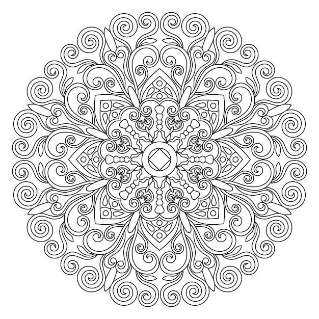 Diseño de mandala en estilo lineal