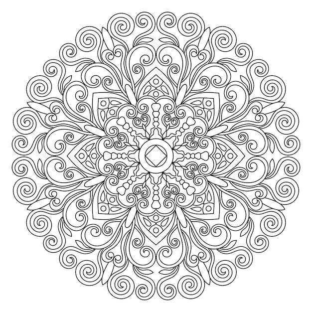 Diseño de mandala en estilo lineal