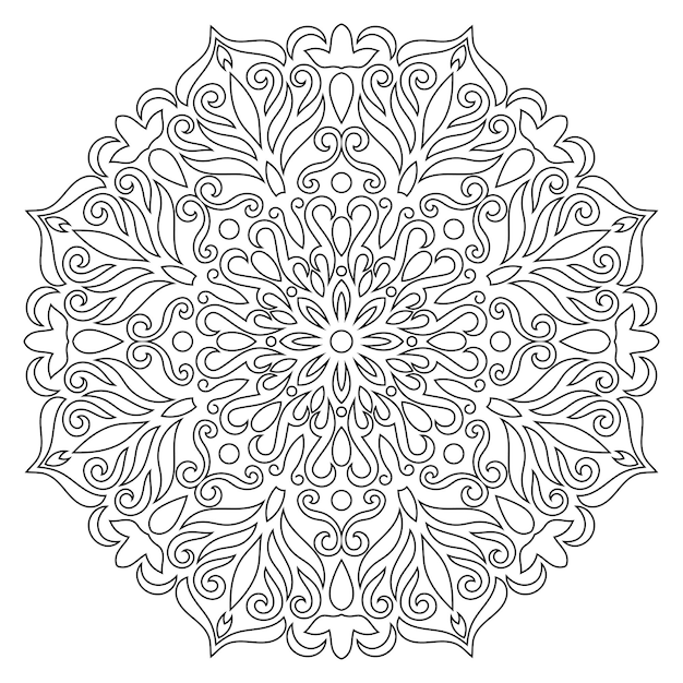 Diseño de mandala en estilo lineal.