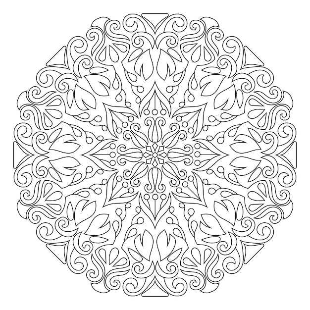 Diseño de mandala en estilo lineal.