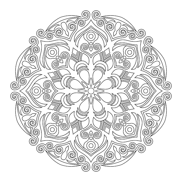 Diseño de mandala en estilo lineal.