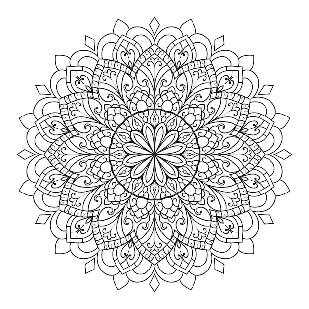 Diseño de mandala étnico creativo, elemento decorativo vintage con adornos florales para colorear libro.