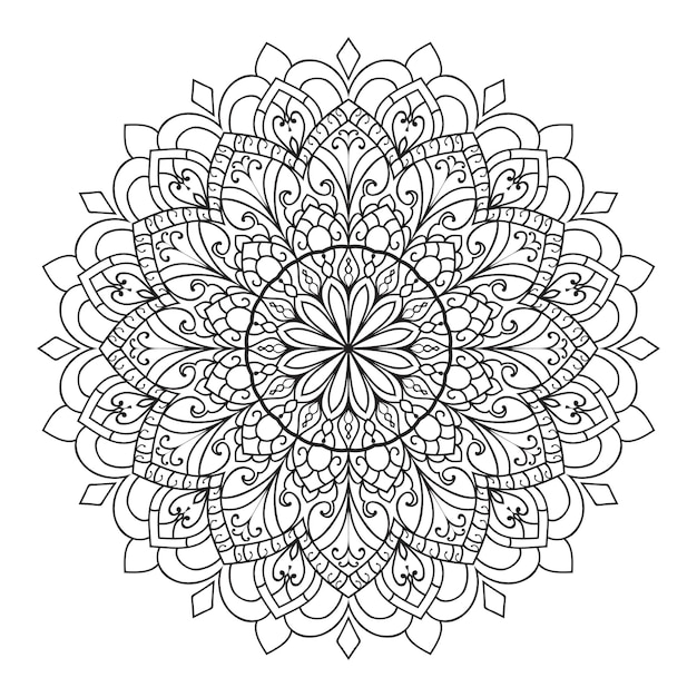 Diseño de mandala étnico creativo, elemento decorativo vintage con adornos florales para colorear libro.