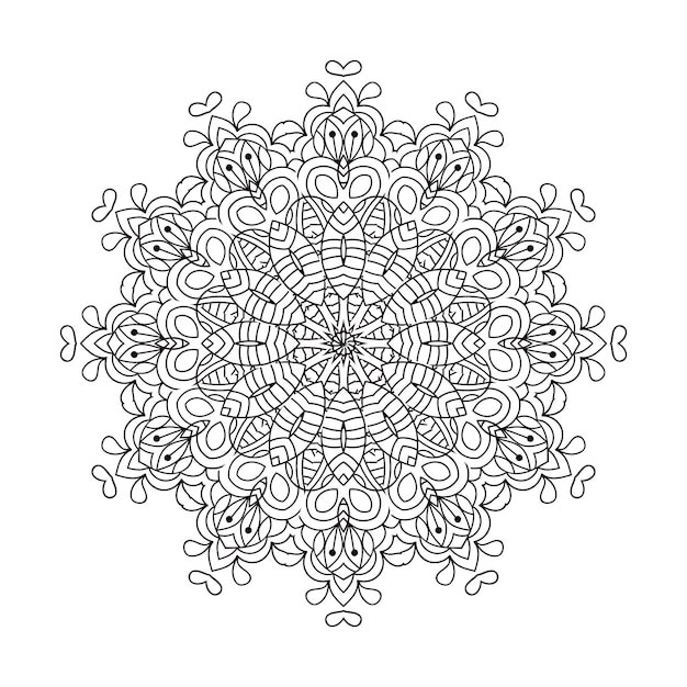 Diseño de mandala étnico monocromático Página para colorear antiestrés para adultos Ilustración de mandala floral