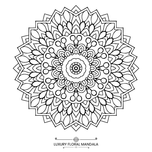 Diseño de mandala floral decorativo, diseño de mandala de lujo ideal para libro de colorear para adultos