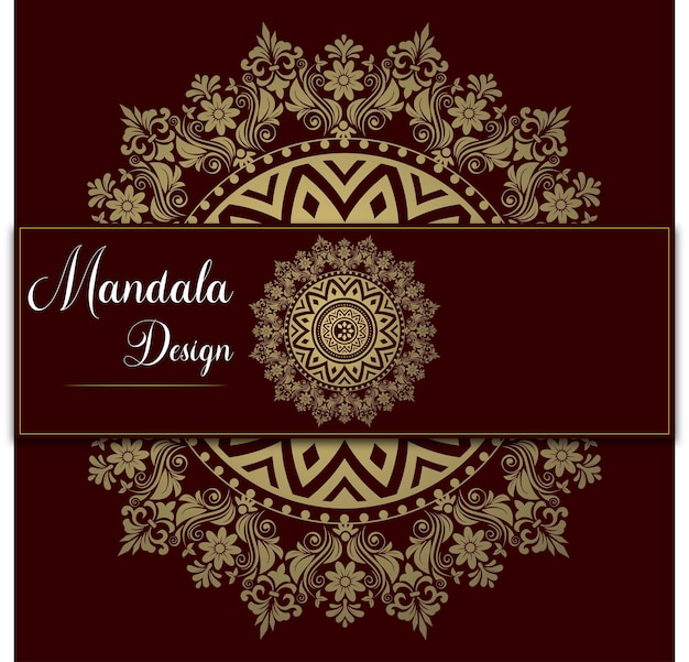 Diseño de mandala floral con ilustraciones doradas en blanco y negro