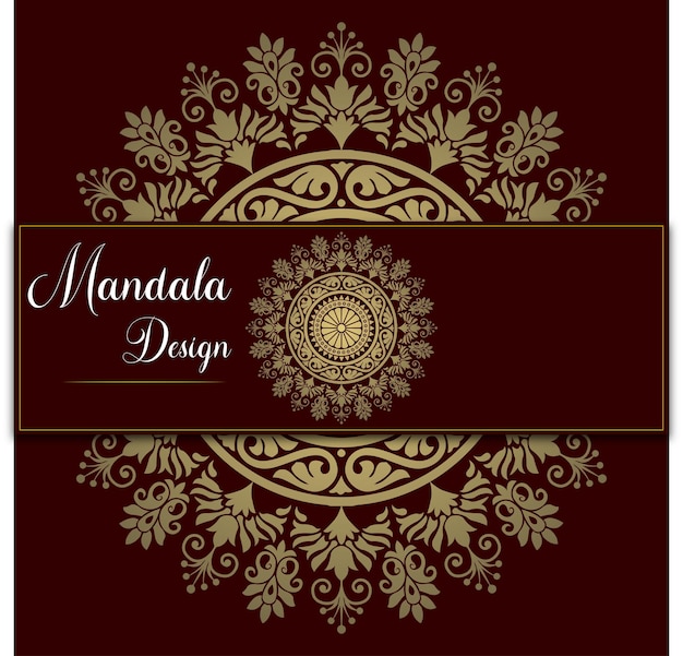 Diseño de mandala floral con ilustraciones doradas en blanco y negro