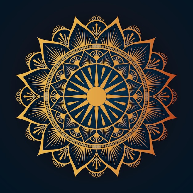 diseño de mandala floral de lujo dorado