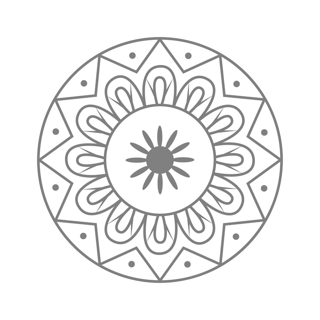 Diseño de mandala floral vectorial de fondo blanco y negro