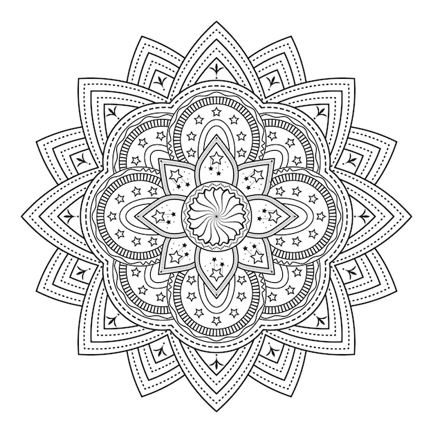 Diseño de mandala Ilustración de mandala en blanco y negro con intrincados patrones florales