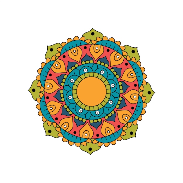 Diseño de mandala indio coloreado