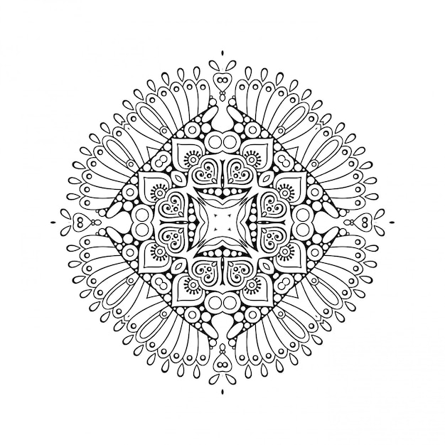 Diseño de mandala. Lineart, elementos decorativos