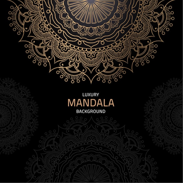 Diseño de mandala de lujo con color dorado y fondo