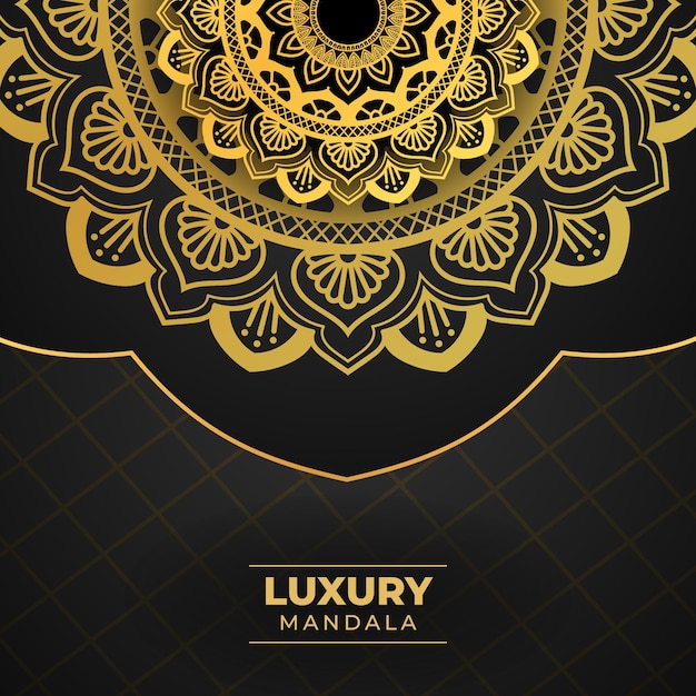 Vector diseño de mandala de lujo dorado con fondo de patrón