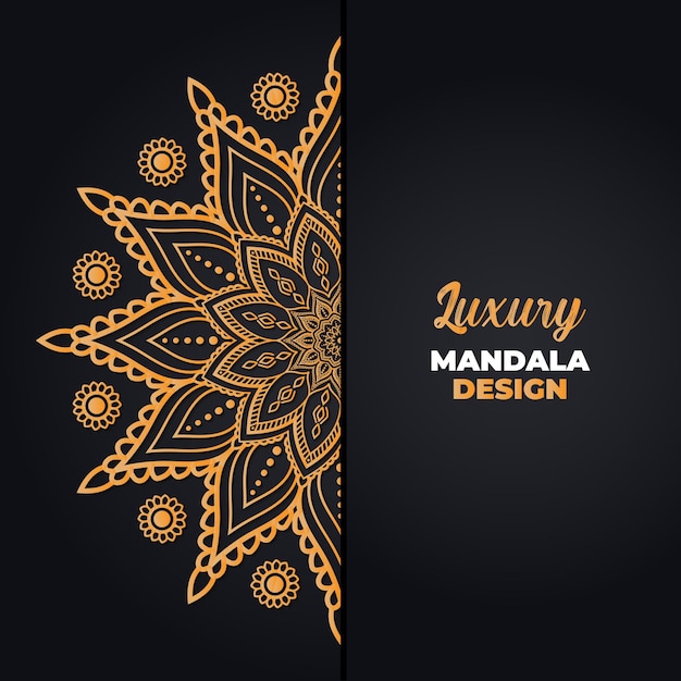 Vector diseño de mandala de lujo y fondo islámico en color dorado.