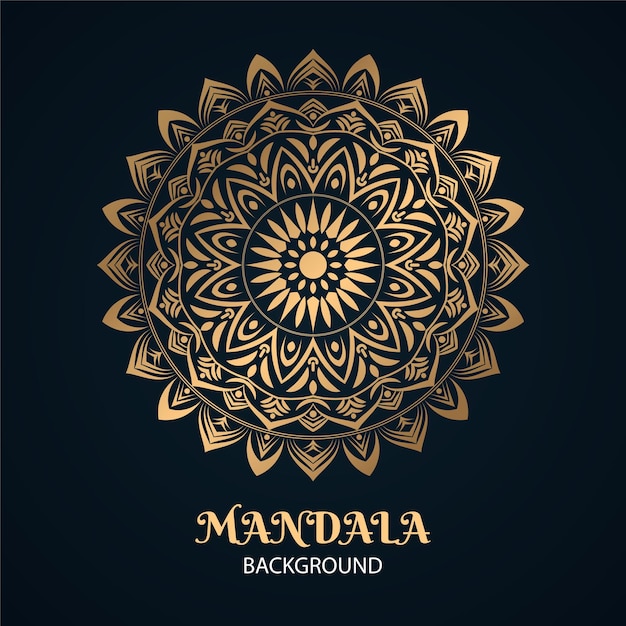 Diseño de mandala de lujo en fondo negro