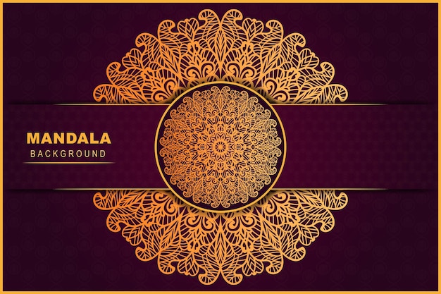 Diseño de mandala de lujo con vector premium de fondo de patrón único de color dorado y rojo
