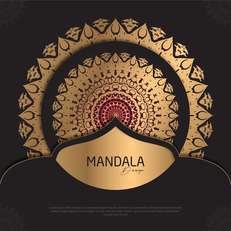 Diseño de mandala minimalista redondo diseño de lujo texto de pincel dorado