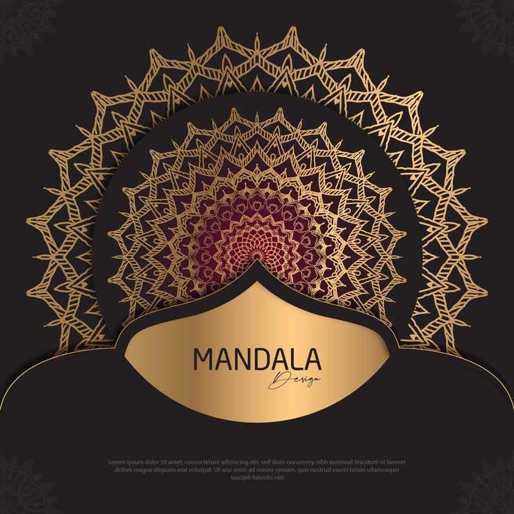 Diseño de mandala minimalista redondo diseño de lujo texto de pincel dorado