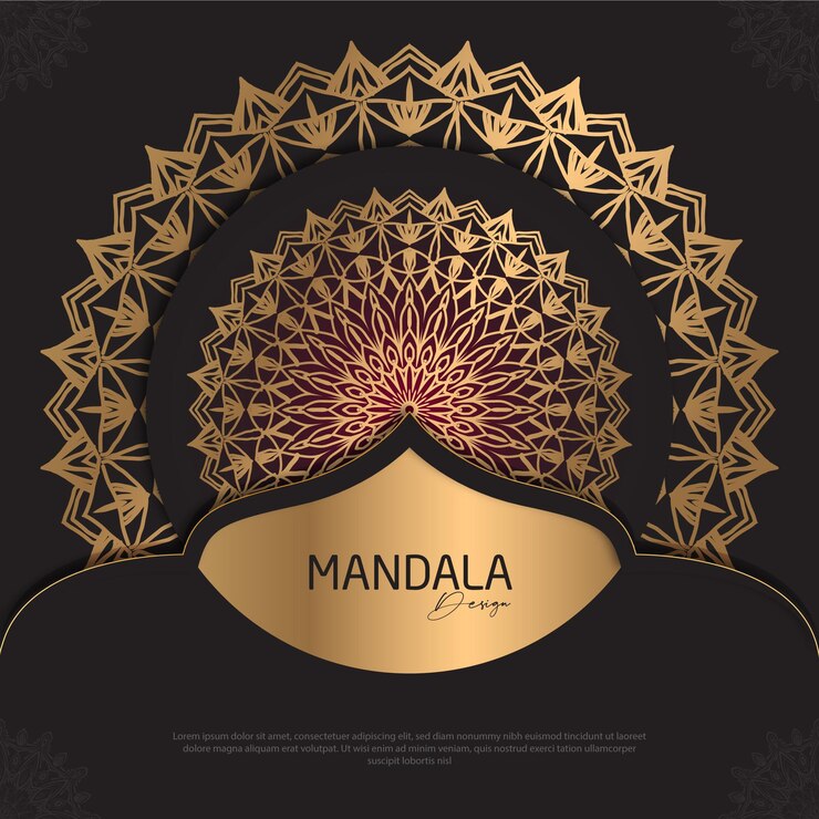 Diseño de mandala minimalista redondo diseño de lujo texto de pincel dorado