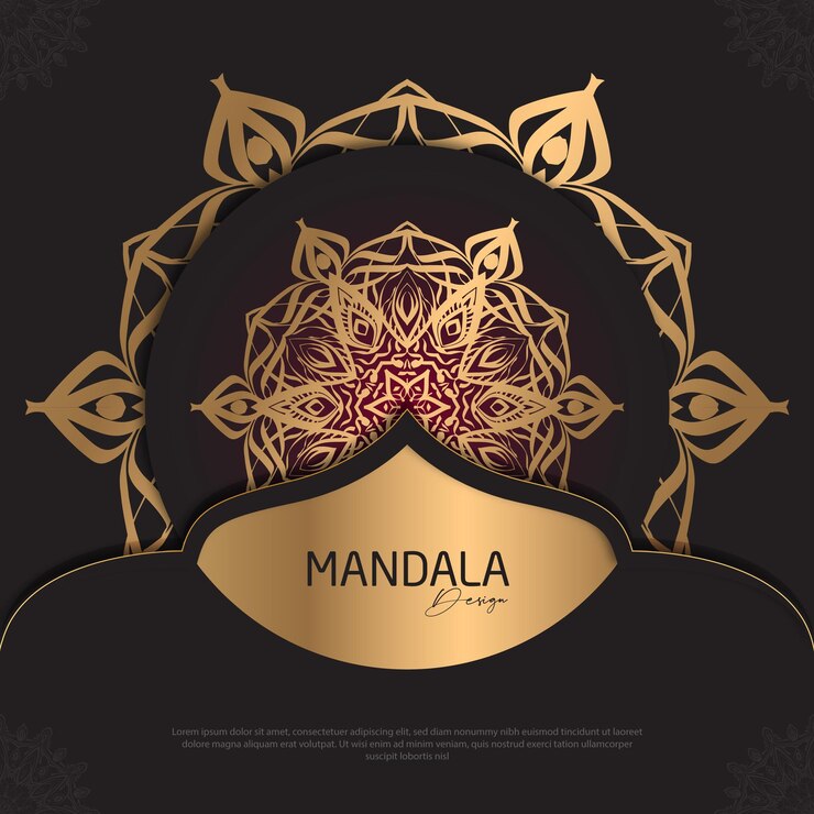 Diseño de mandala minimalista redondo diseño de lujo texto de pincel dorado