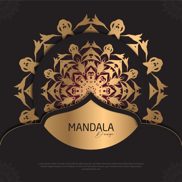 Diseño de mandala minimalista redondo diseño de lujo texto de pincel dorado