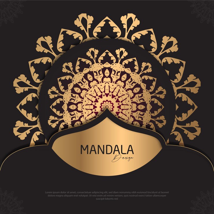 Diseño de mandala minimalista redondo diseño de lujo texto de pincel dorado