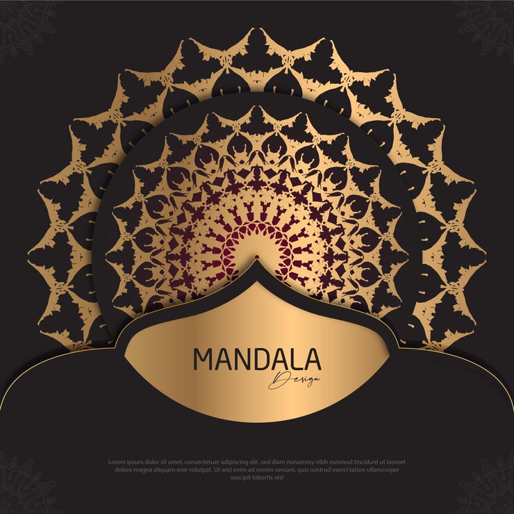 Diseño de mandala minimalista redondo diseño de lujo texto de pincel dorado