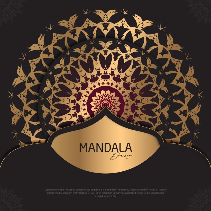 Diseño de mandala minimalista redondo diseño de lujo texto de pincel dorado