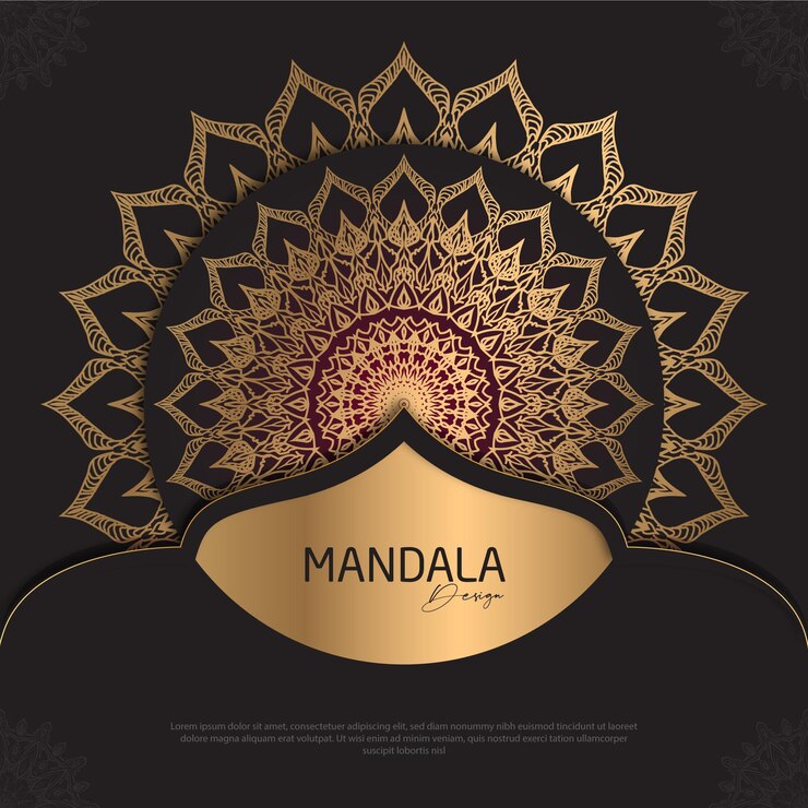 Diseño de mandala minimalista redondo diseño de lujo texto de pincel dorado