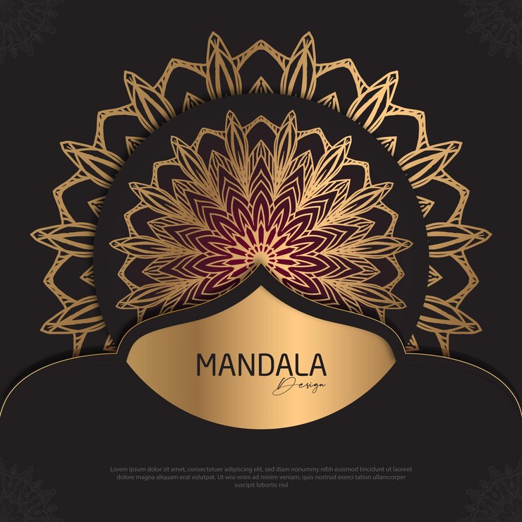Diseño de mandala minimalista redondo diseño de lujo texto de pincel dorado