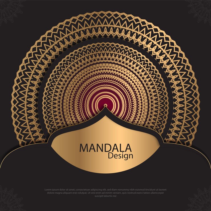 Diseño de mandala minimalista redondo diseño de lujo texto de pincel dorado