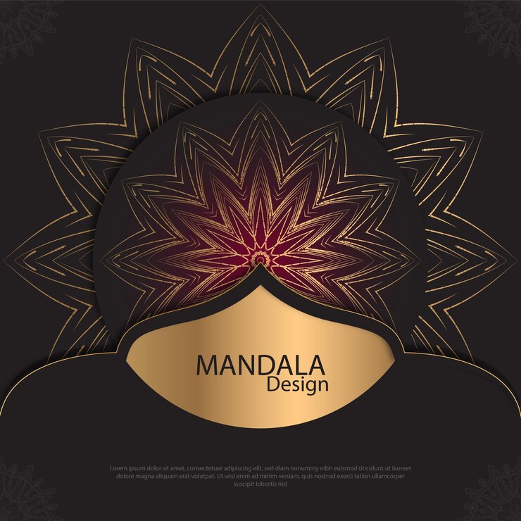 Diseño de mandala minimalista redondo diseño de lujo texto de pincel dorado