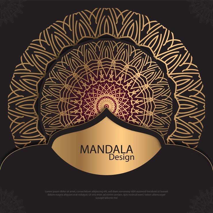 Diseño de mandala minimalista redondo diseño de lujo texto de pincel dorado