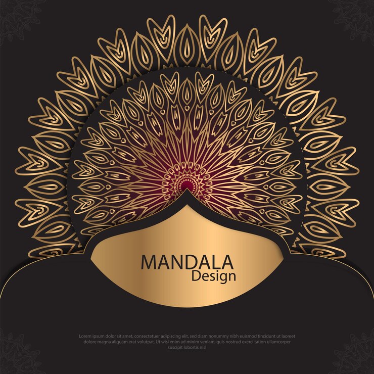 Diseño de mandala minimalista redondo diseño de lujo texto de pincel dorado