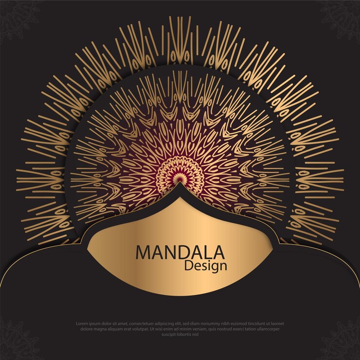 Diseño de mandala minimalista redondo diseño de lujo texto de pincel dorado