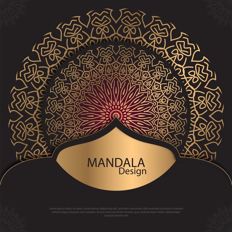 Diseño de mandala minimalista redondo diseño de lujo texto de pincel dorado