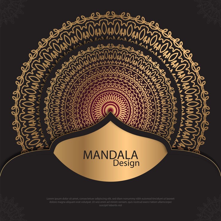 Diseño de mandala minimalista redondo diseño de lujo texto de pincel dorado