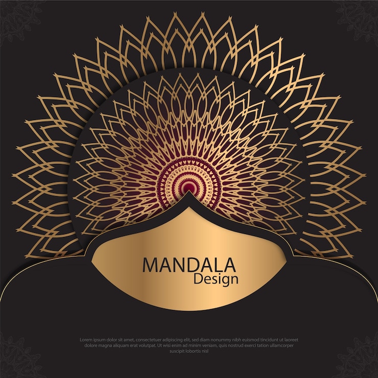 Diseño de mandala minimalista redondo diseño de lujo texto de pincel dorado