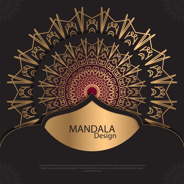 Diseño de mandala minimalista redondo diseño de lujo texto de pincel dorado