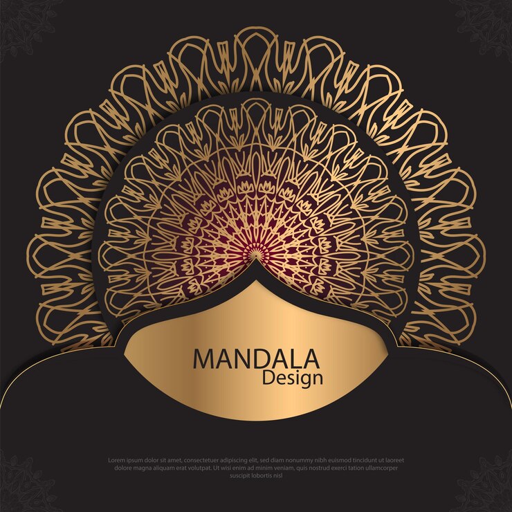 Diseño de mandala minimalista redondo diseño de lujo texto de pincel dorado