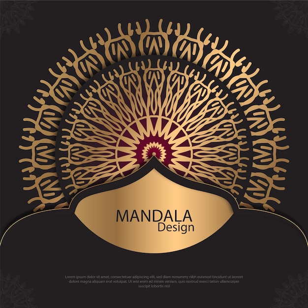 Diseño de mandala minimalista redondo diseño de lujo texto de pincel dorado