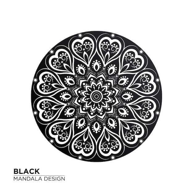 Diseño de mandala negro abstracto