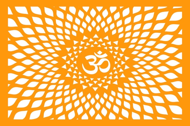 Diseño de mandala Om Diseño de círculo geométrico Fondo blanco Diseño de vector om entre hoja de círculo